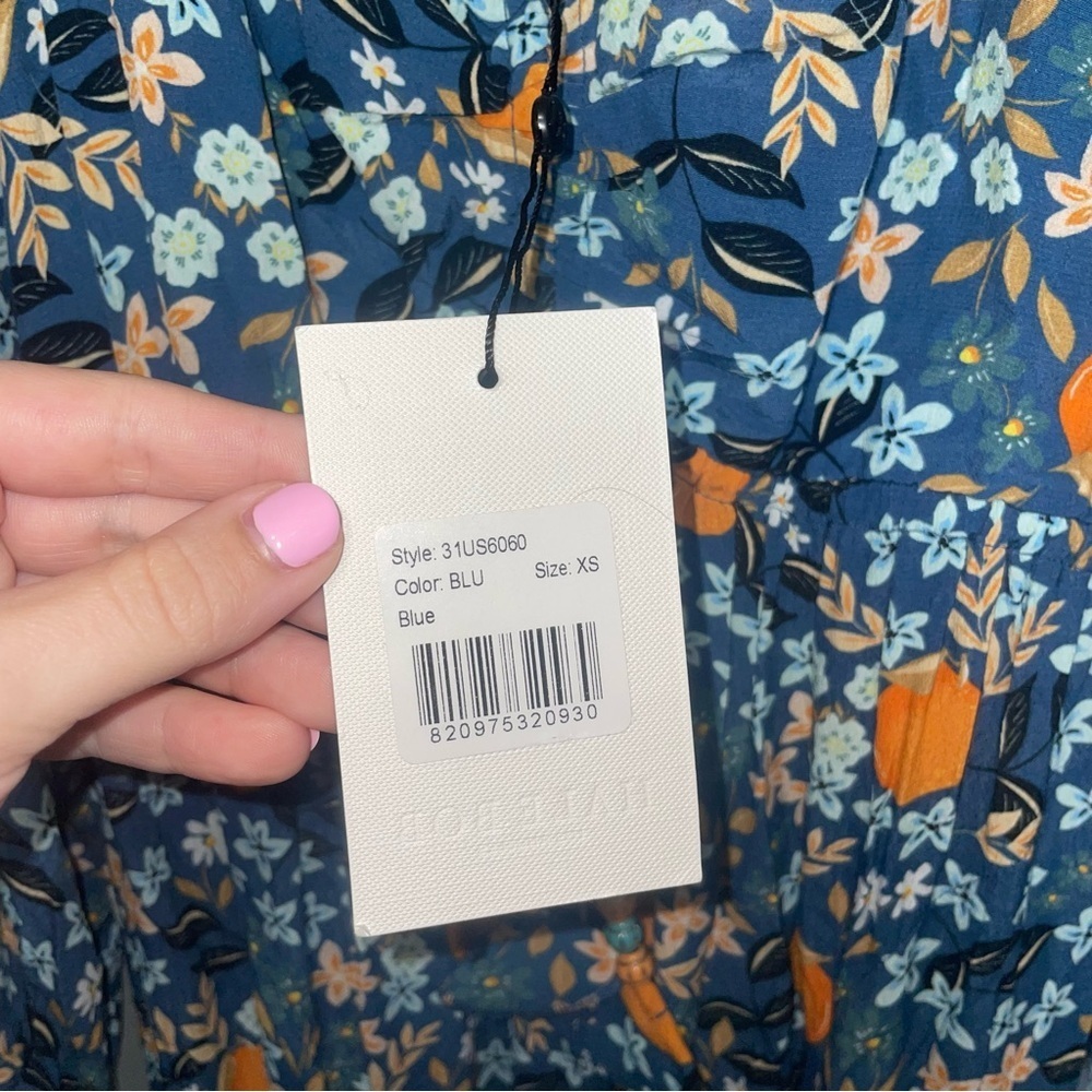 Hale Bob Long Sleeve Floral and Oranges Maxi Dress XS NWT - Picture 5 of 8